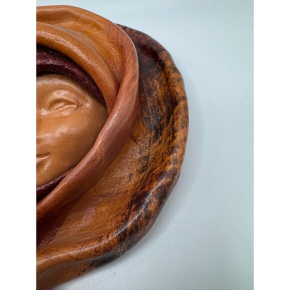 Vintage Leather Handmade Face Sculpture 3-D Signed A. Rodriguez Copala Mexico - Picture 7 of 10